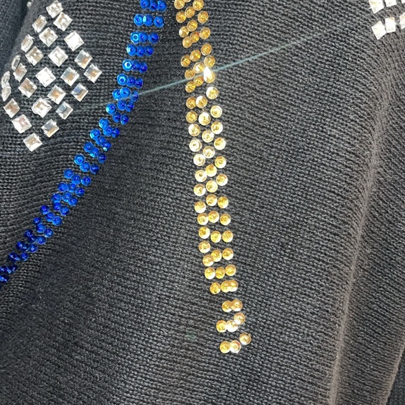 Vintage 80s Gitano Black Sweater with multicolor Sequins - Picture 5 of 10